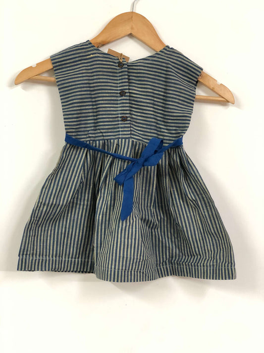 Blue Striped Khadi Dress