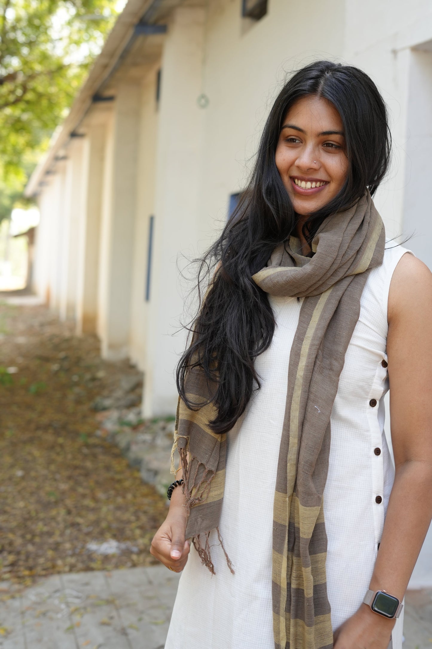 Peach Khadi Stole