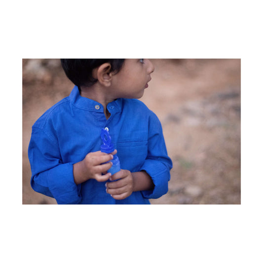 Blue Khadi Kids Shirt