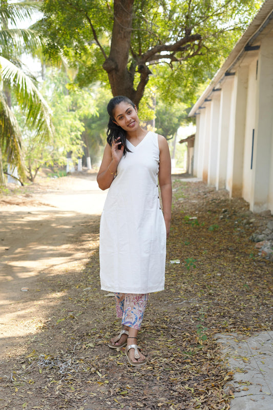 Khadi Kurta and Printed Pants Set