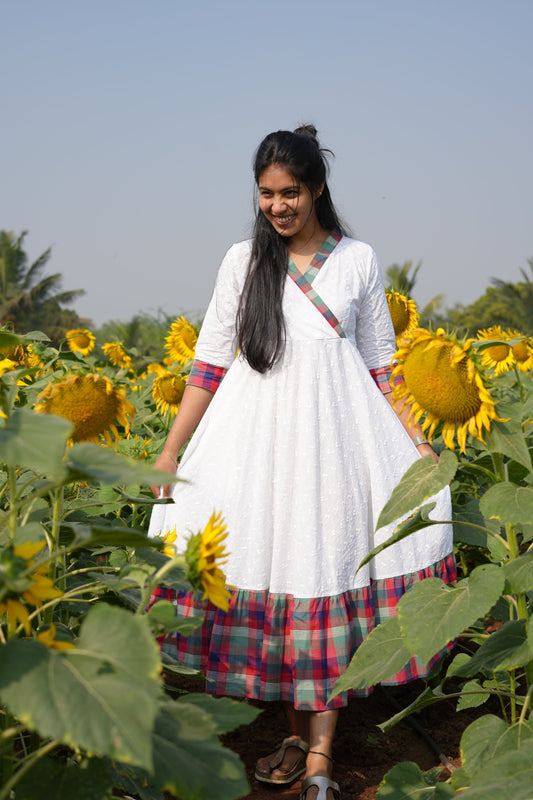 White & Red Checkered Dress