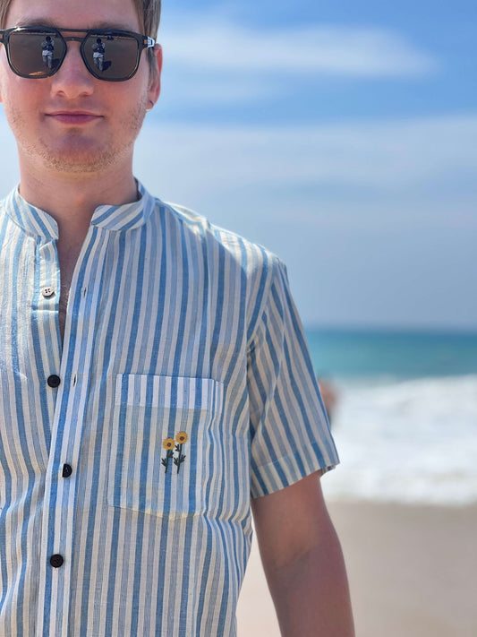 Khadi Striped Sunflower Shirt