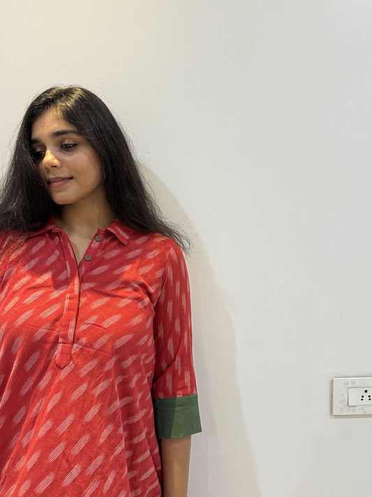 Red Ikkat Dress