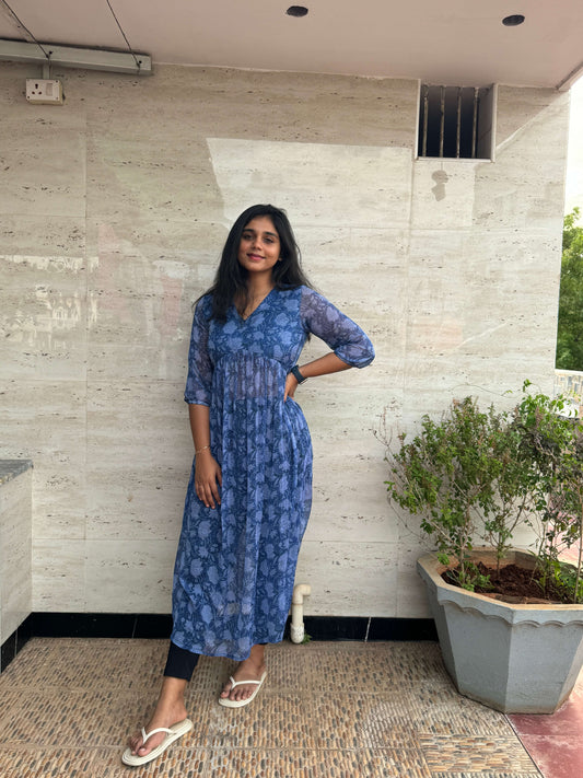 Georgette Inverted Yoke Dress