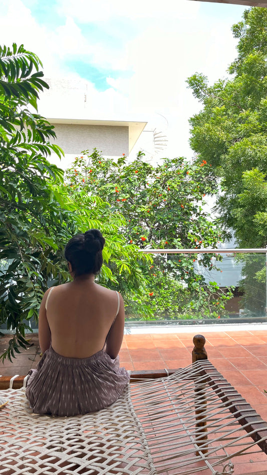 Ikkat Backless Dress