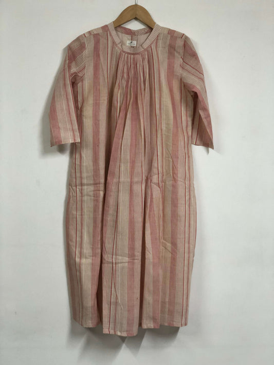 Pink Khadi Frilled Dress