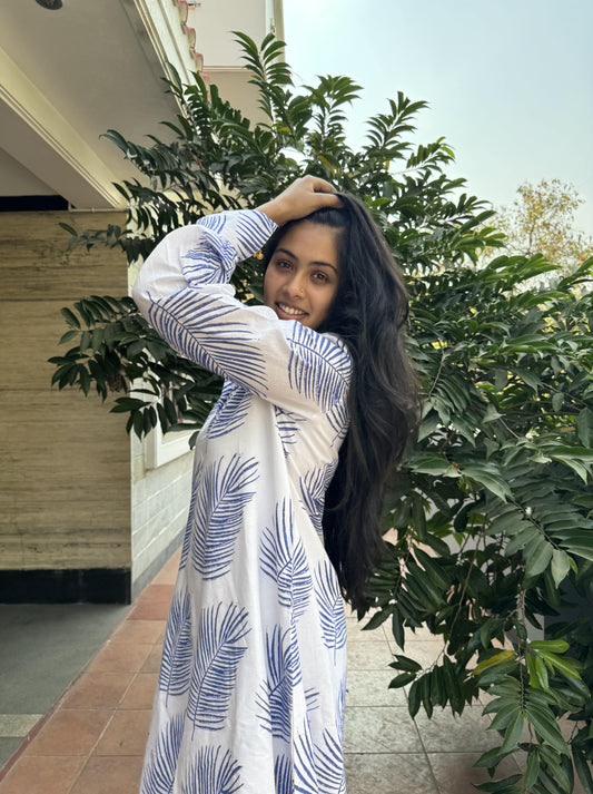 Leaf Handblock Printed Dress