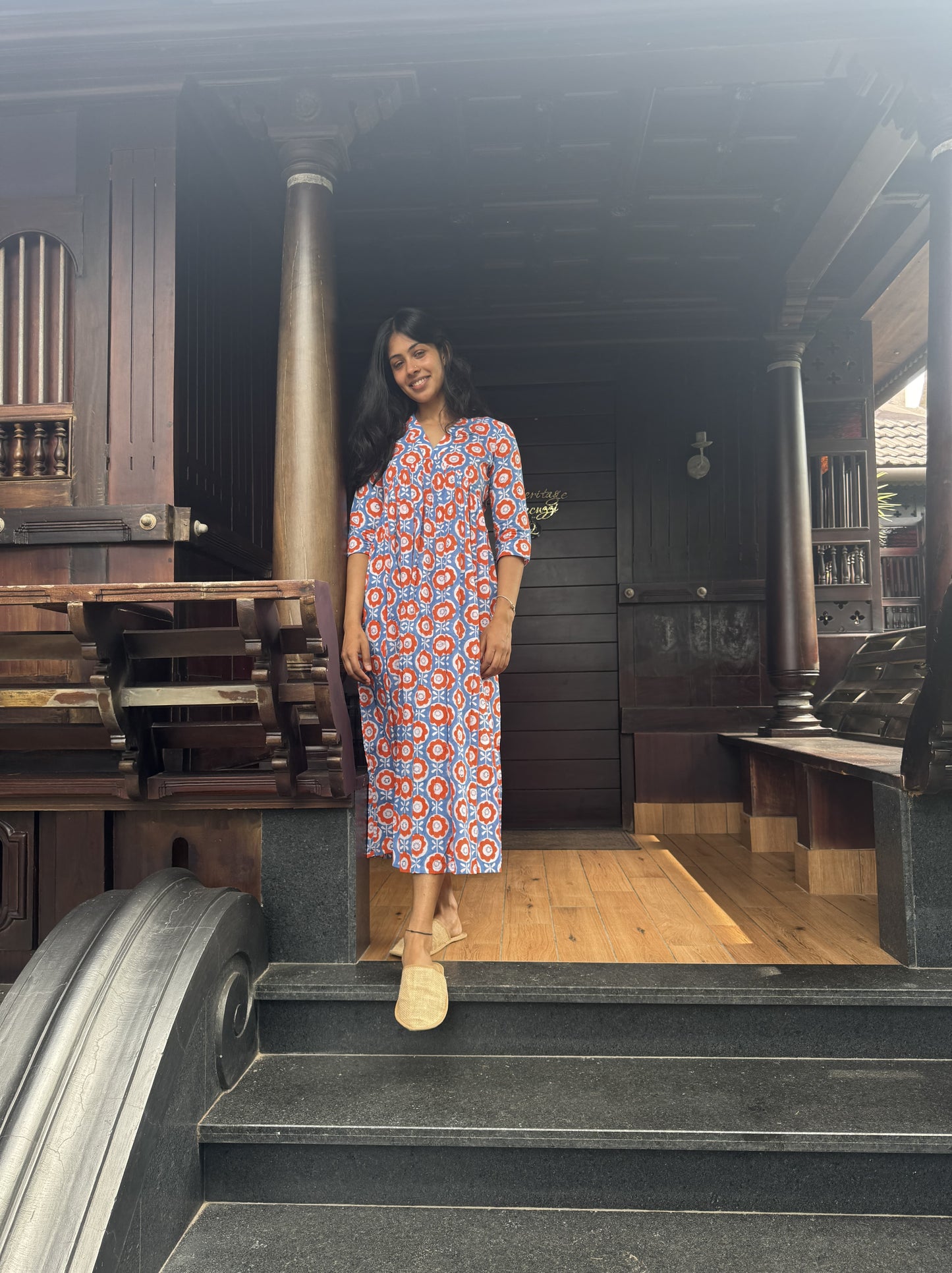 Orange Inverted Yoke Dress
