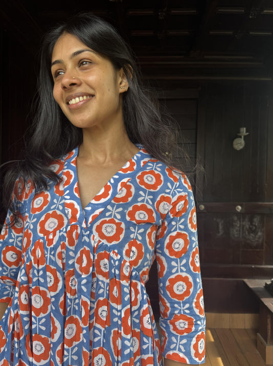 Orange Inverted Yoke Dress