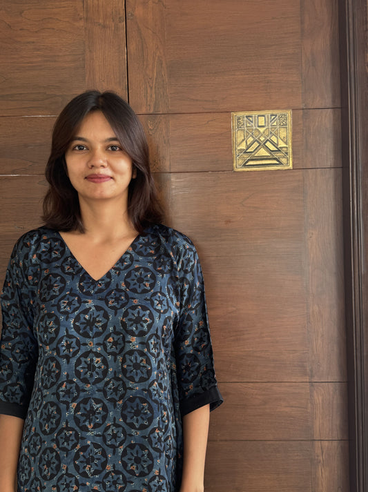 Ajrakh Modal Kaftan Dress