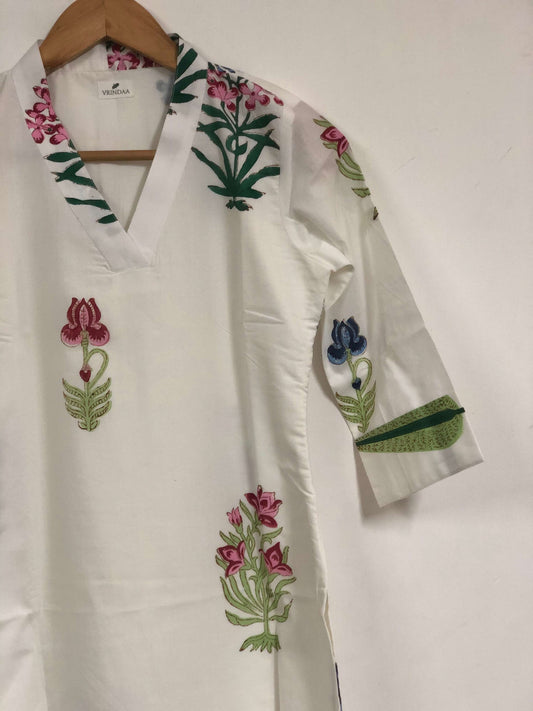 White Handblock Printed Kurta
