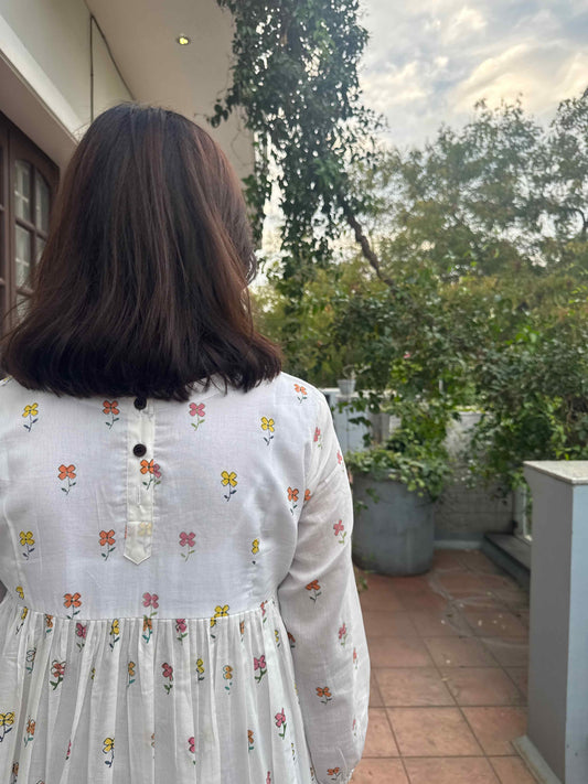 White Short Yoke Dress