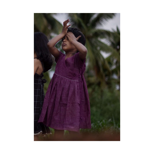 Purple Khadi Wrap Around Dress