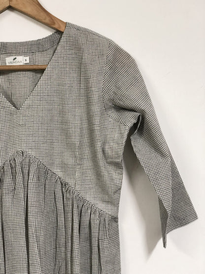 Small Checkered Khadi Inverted Yoke Dress