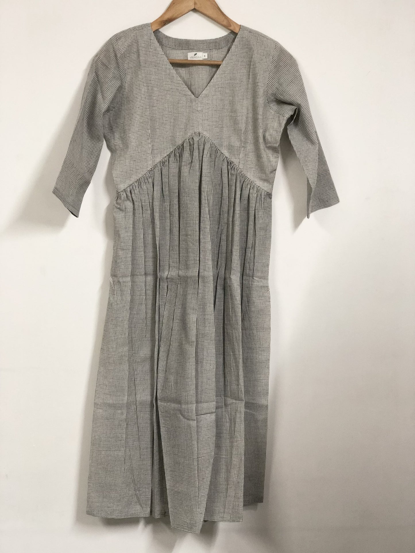 Small Checkered Khadi Inverted Yoke Dress