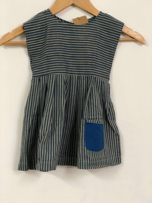 Blue Striped Khadi Dress