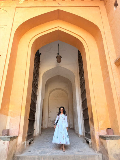 Mughal Garden Hand Block Wrap around Dress