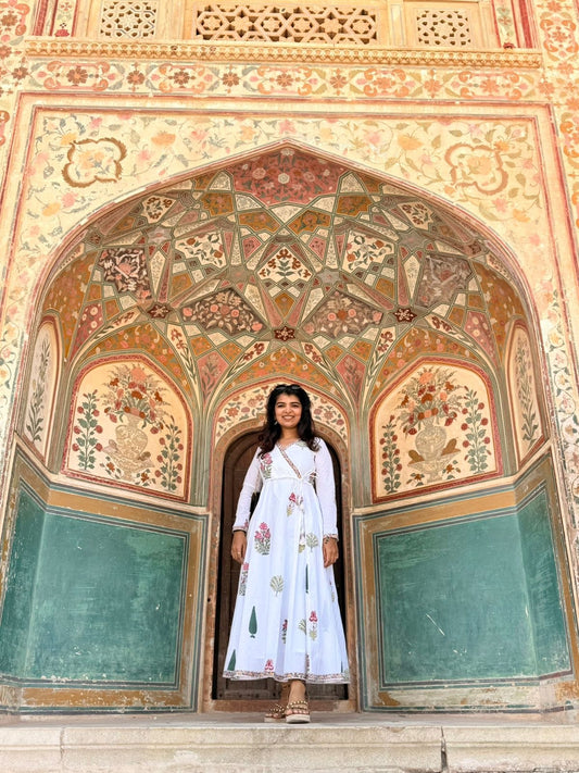 Mughal Garden Hand Block Wrap around Dress
