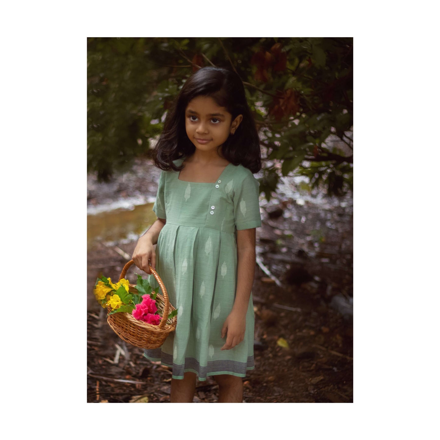 Green Jamdani Dress