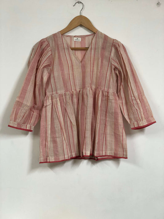 Pink Striped Khadi Top