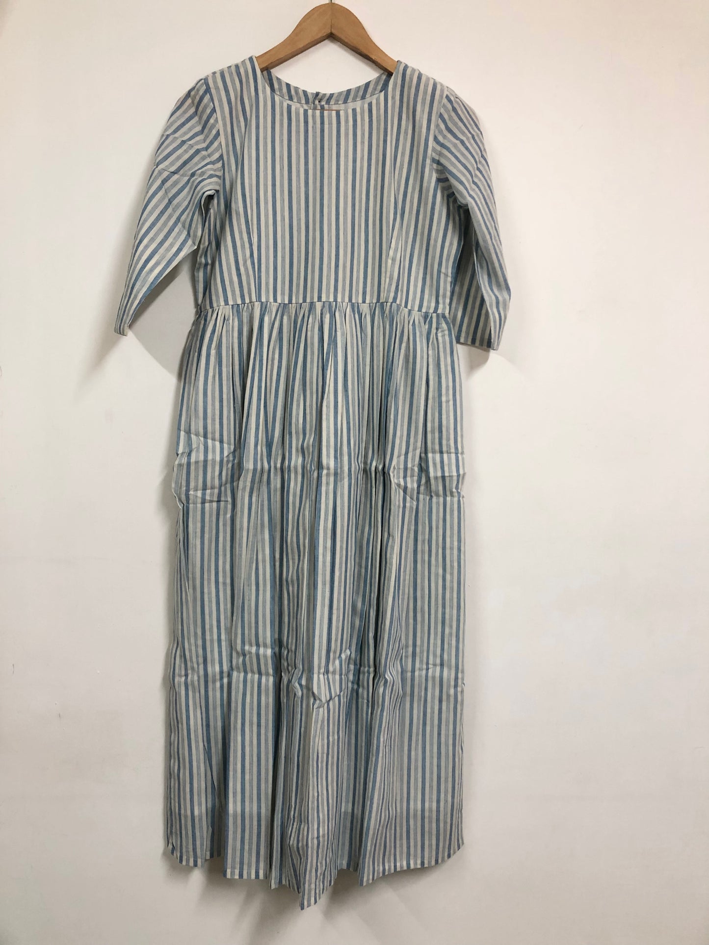 Blue Khadi Striped Dress