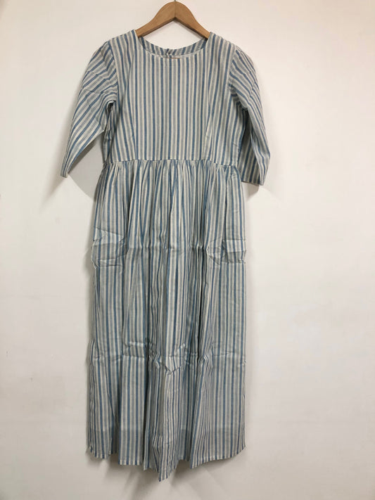 Blue Khadi Striped Dress