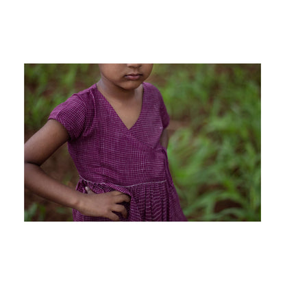 Purple Khadi Wrap Around Dress