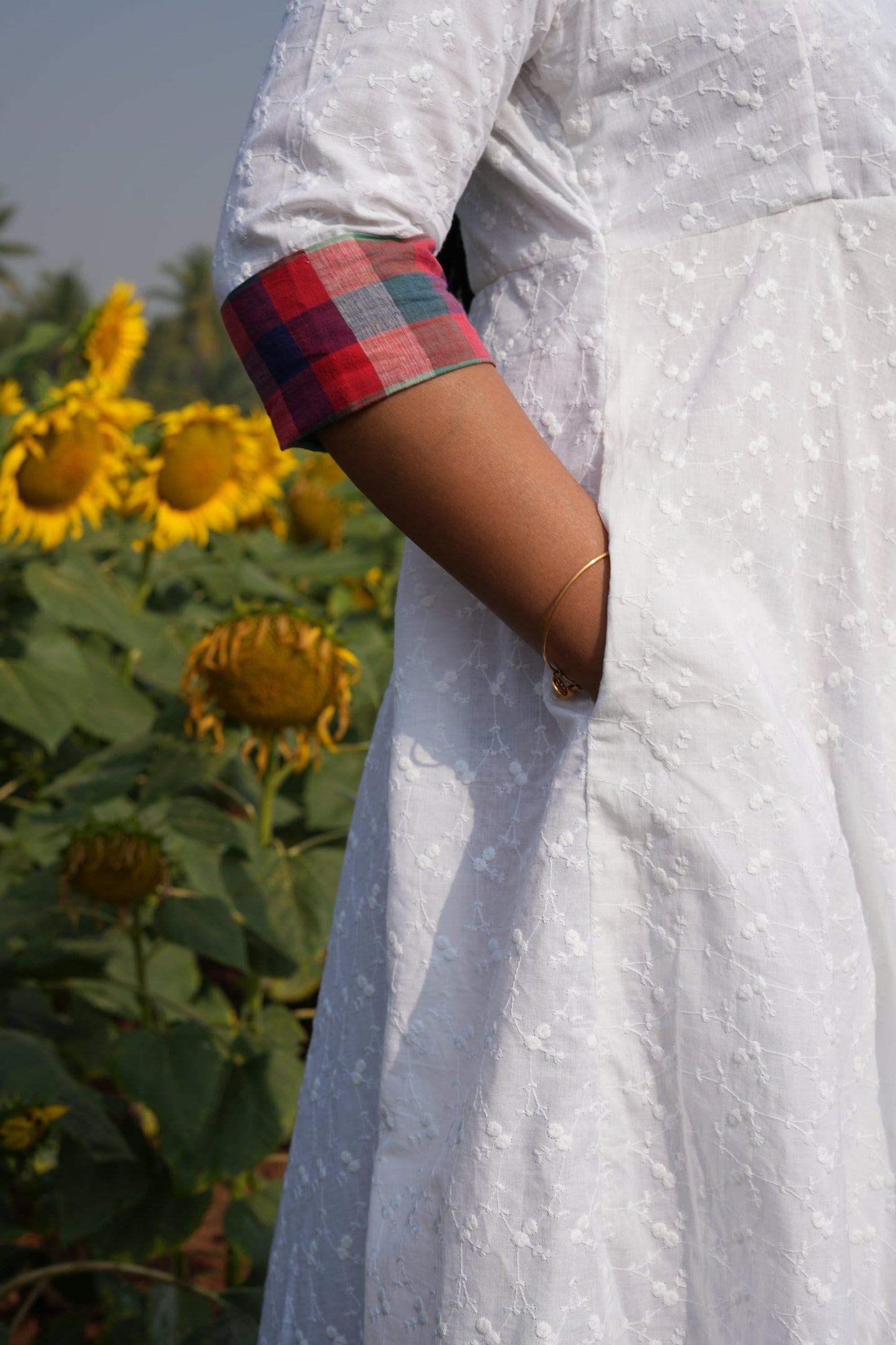 White & Red Checkered Dress