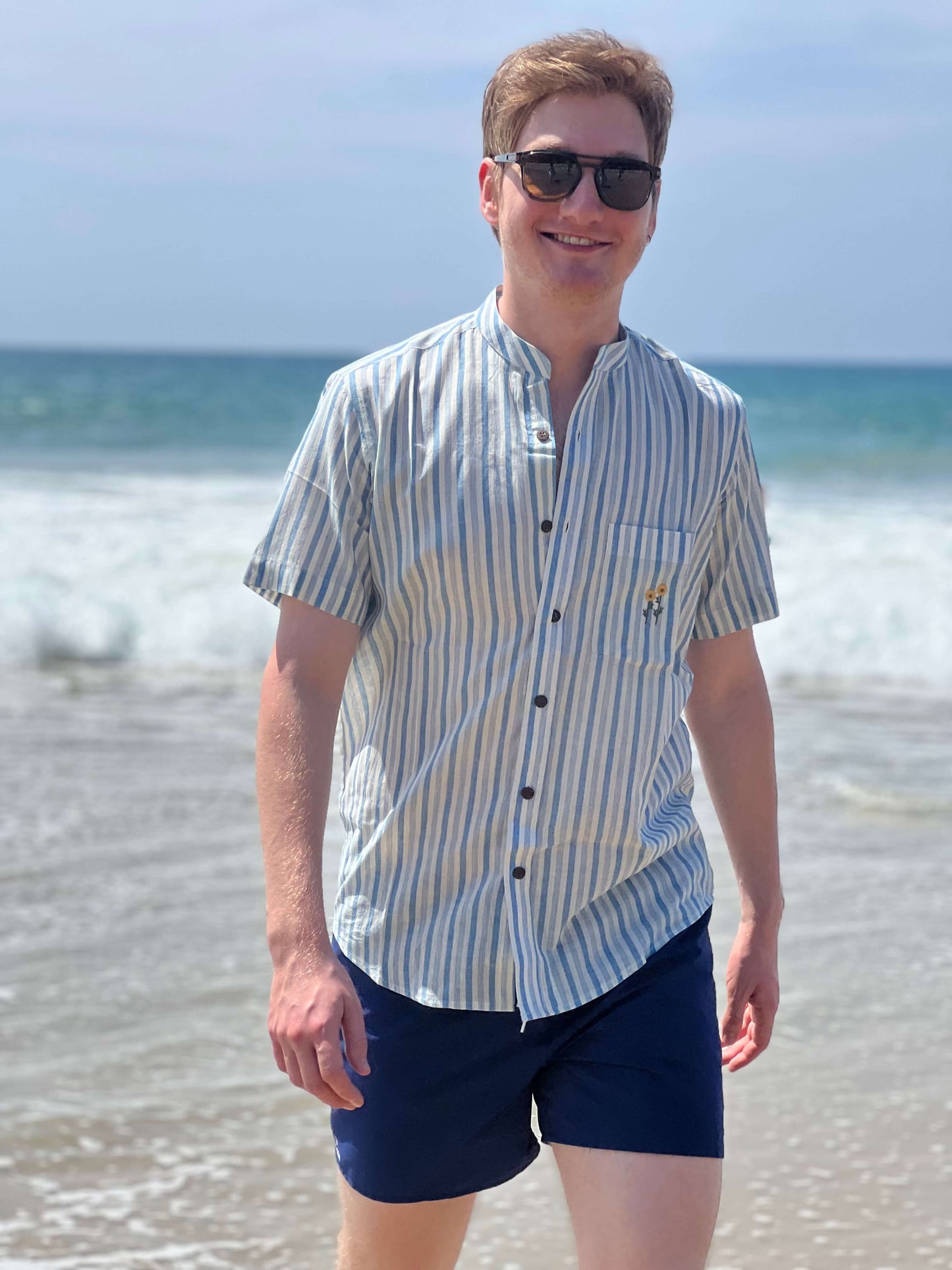 Khadi Striped Sunflower Shirt