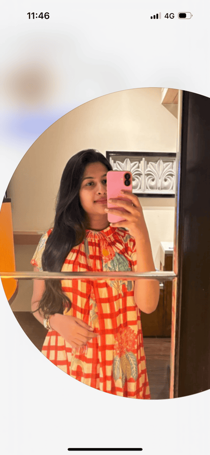 Tropical Floral Check Print Smock Dress