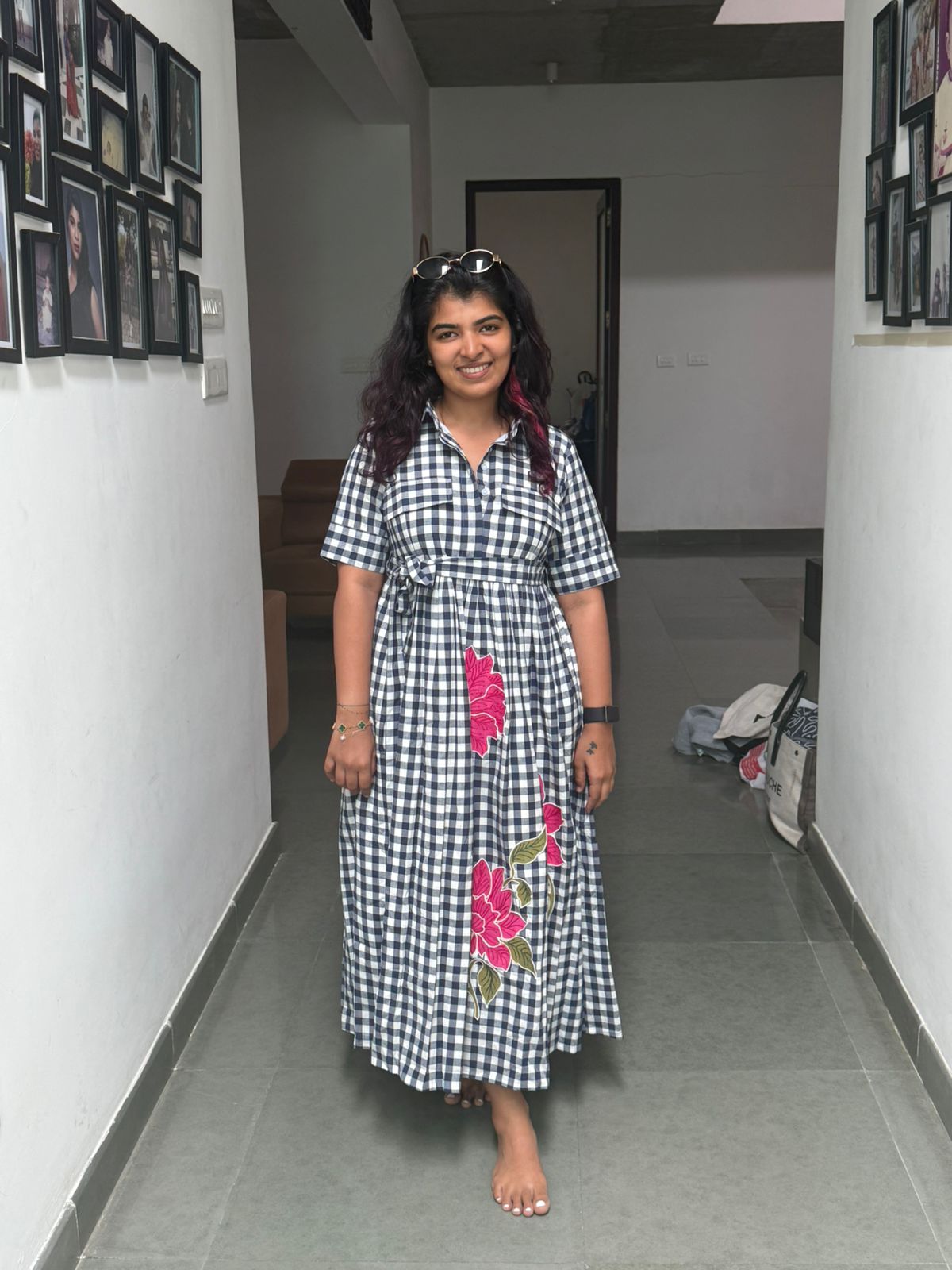 Gingham and Floral Dress