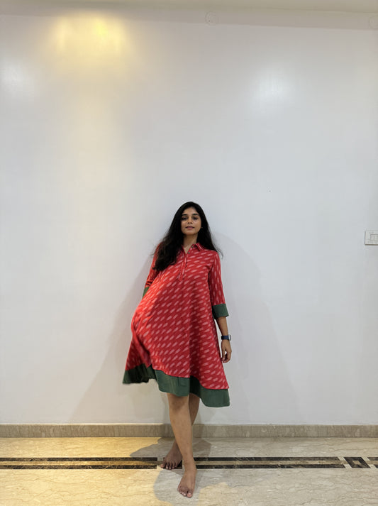 Red Ikkat Dress
