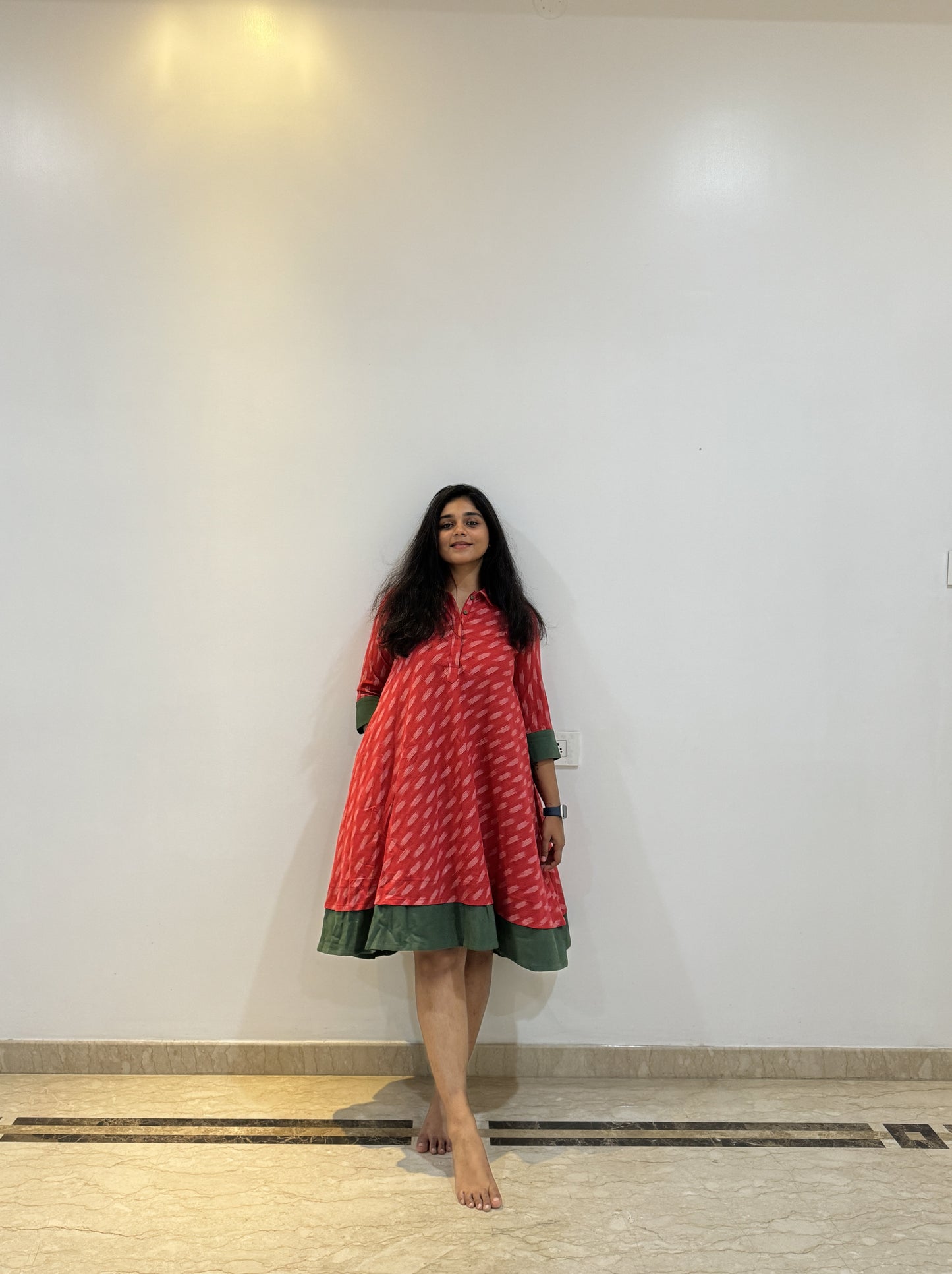 Red Ikkat Dress