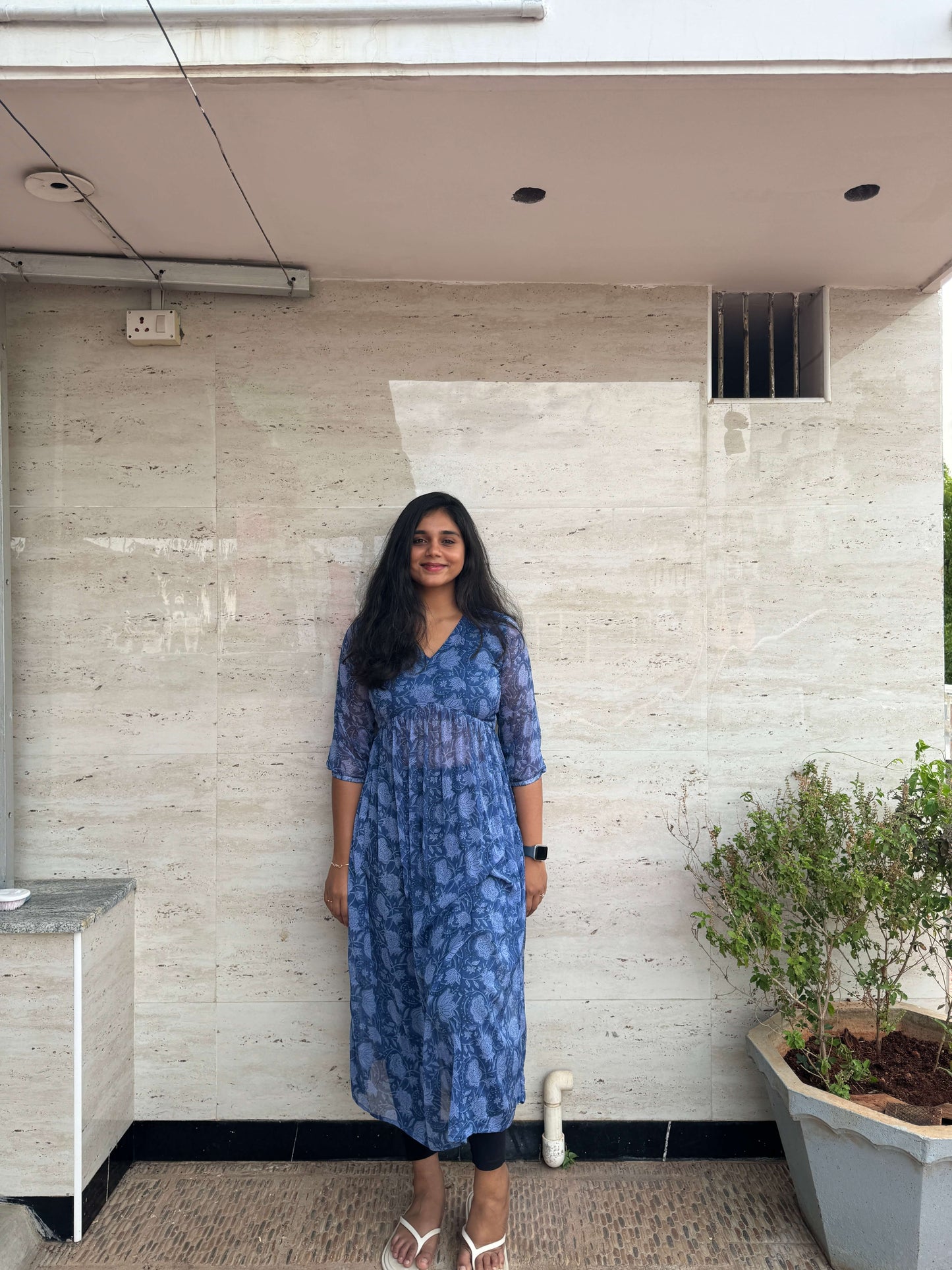 Georgette Inverted Yoke Dress