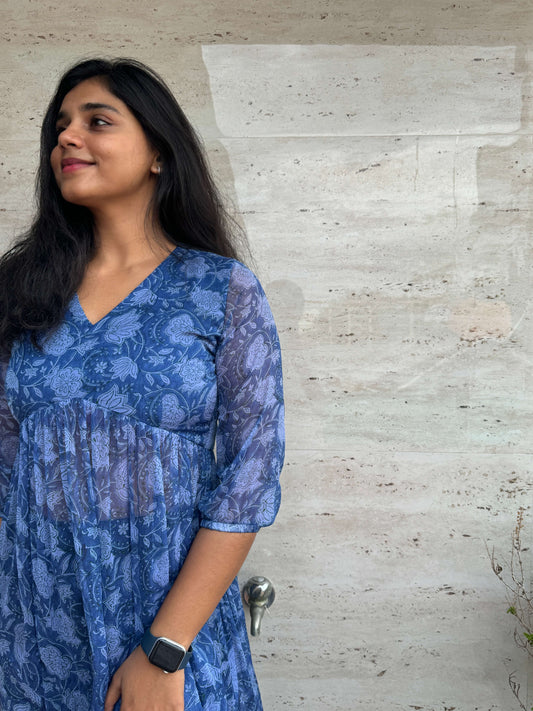 Georgette Inverted Yoke Dress