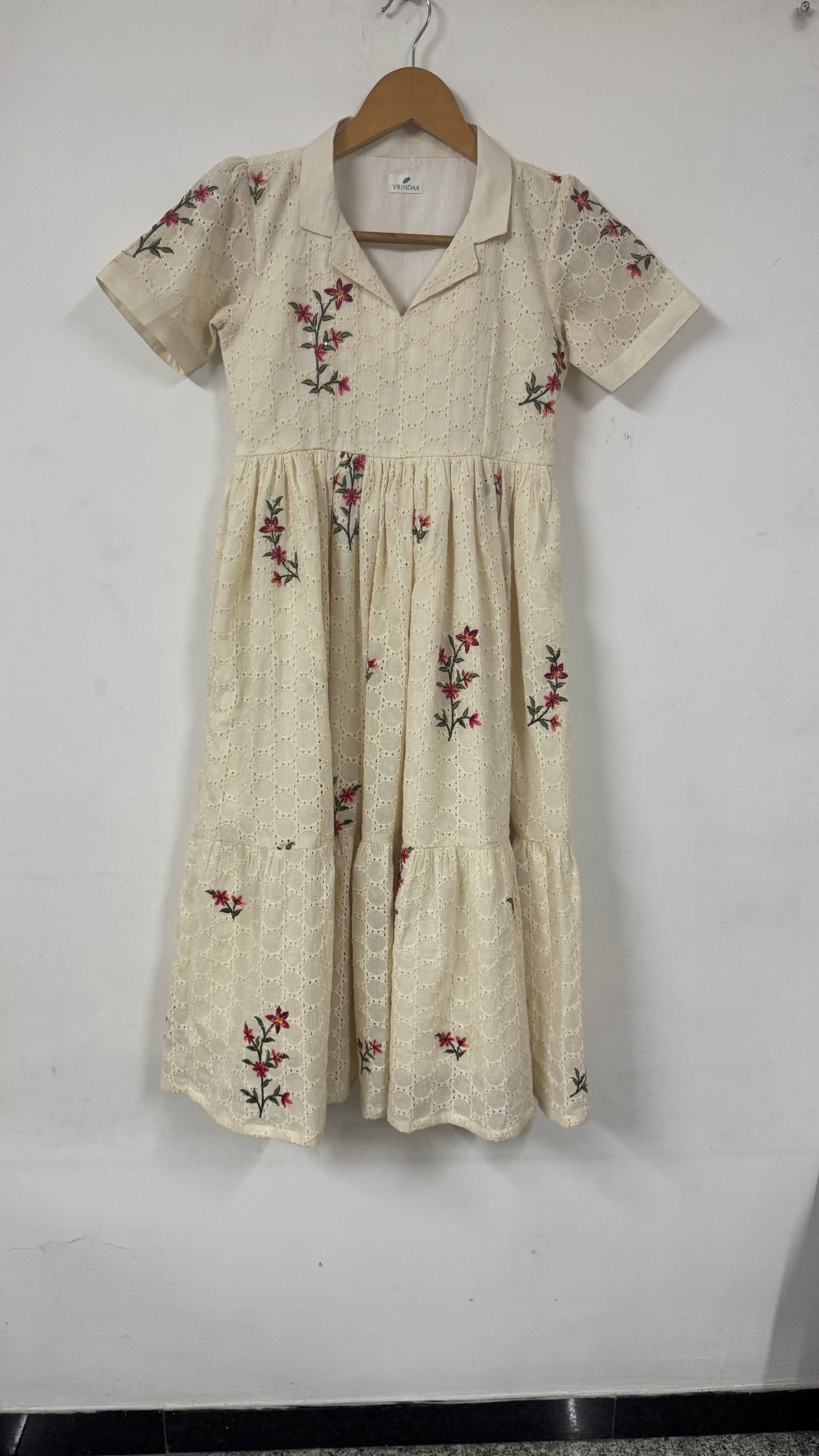 White Mini-Floral Tiered Dress