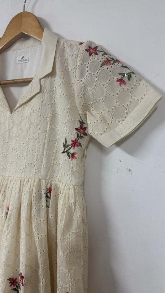 White Mini-Floral Tiered Dress