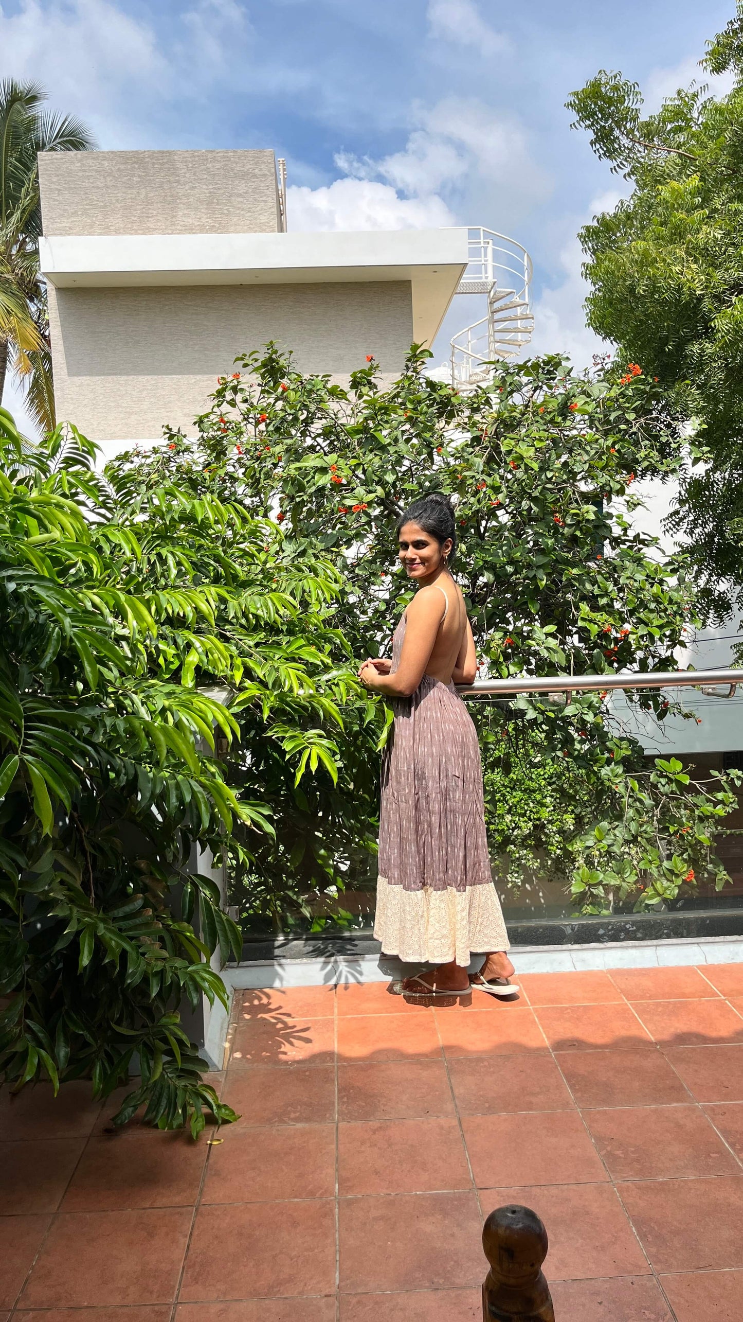 Ikkat Backless Dress