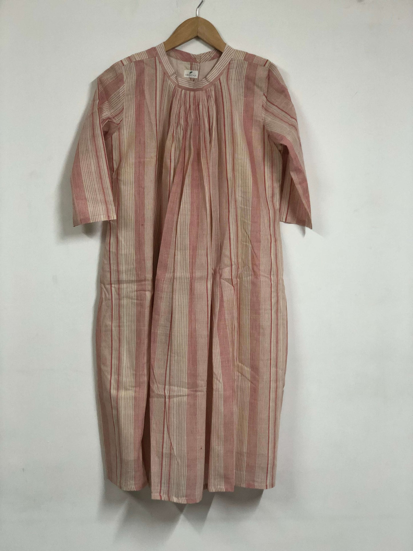 Pink Khadi Frilled Dress