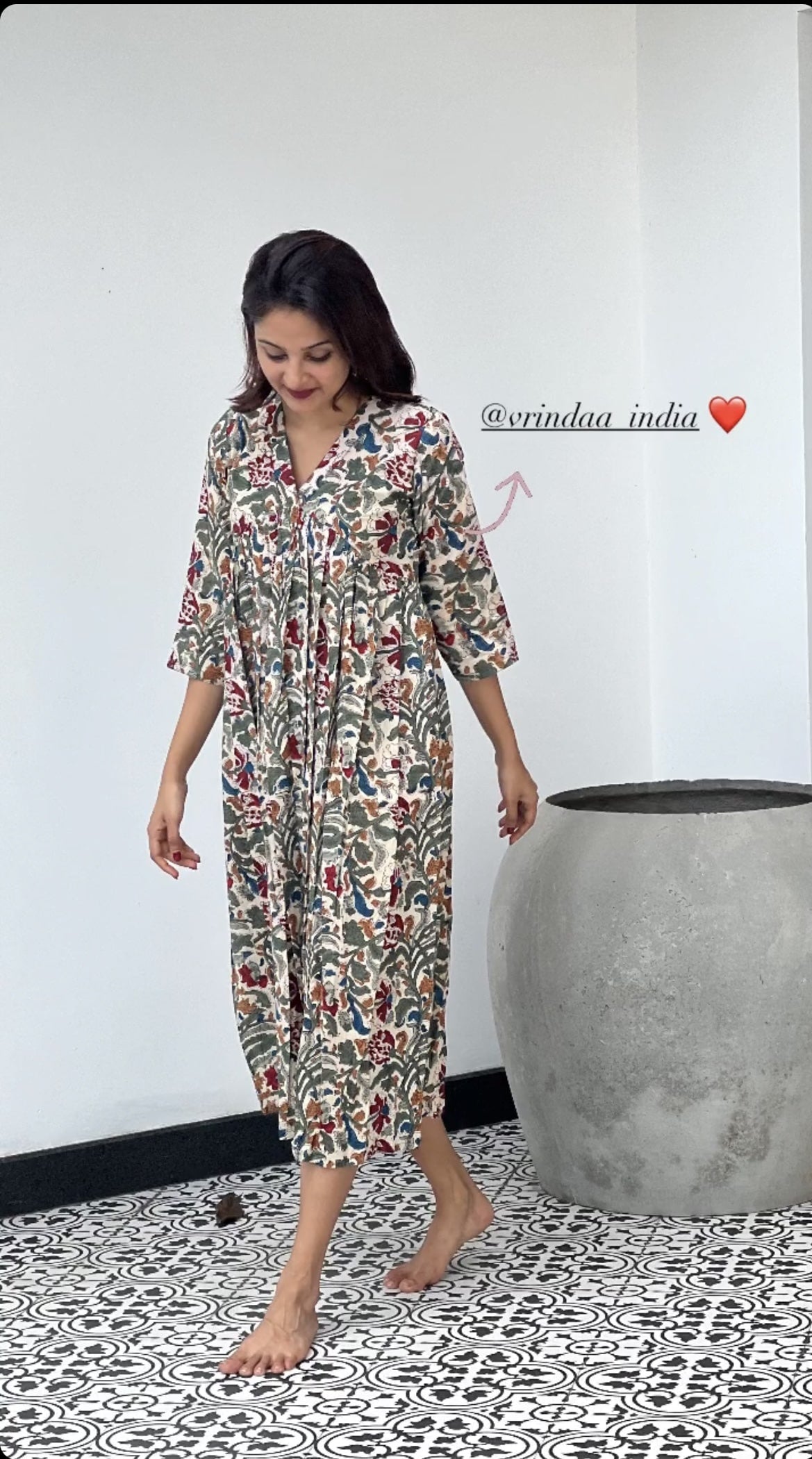 Inverted Yoke Floral Dress