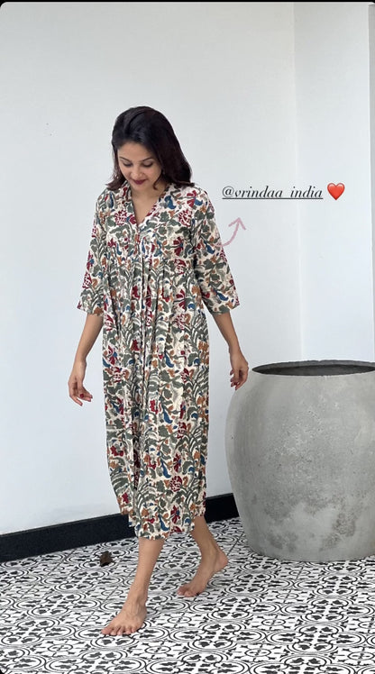 Inverted Yoke Floral Dress