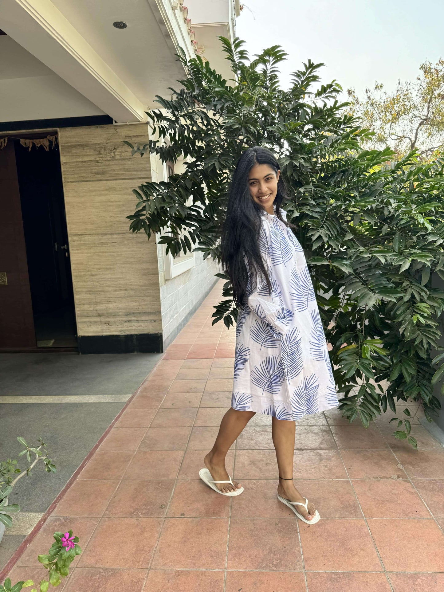 Leaf Handblock Printed Dress