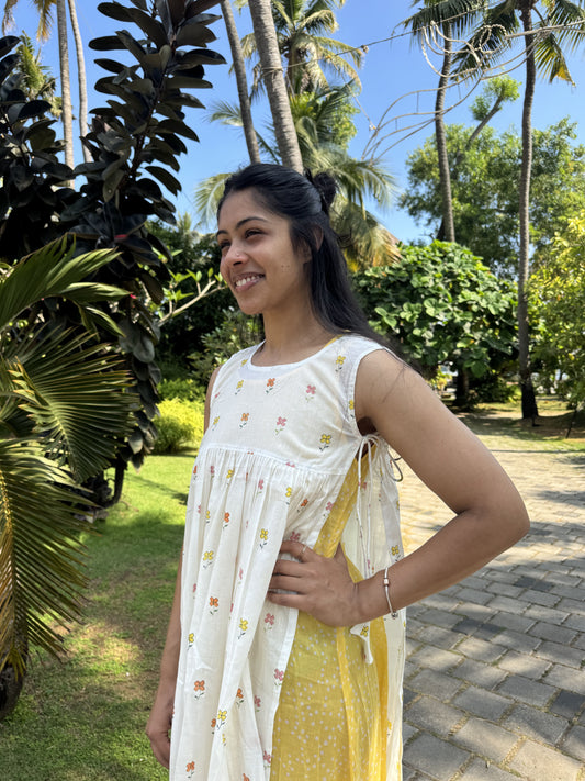White and Yellow Two-Layered Dress
