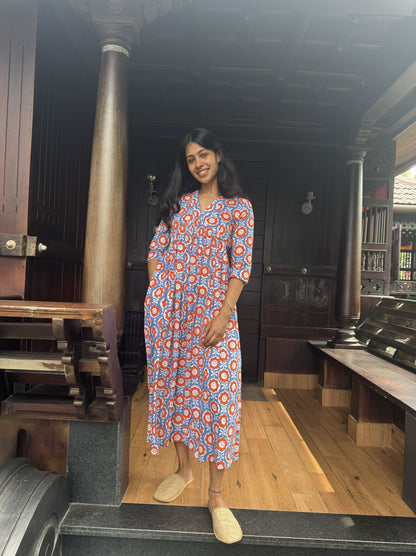 Orange Inverted Yoke Dress