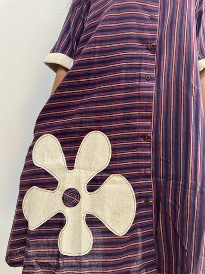 Purple Patched Striped Dress