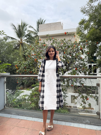 Black Checkered Jamdani Dress