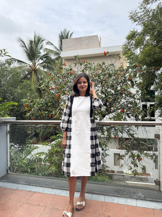 Black Checkered Jamdani Dress
