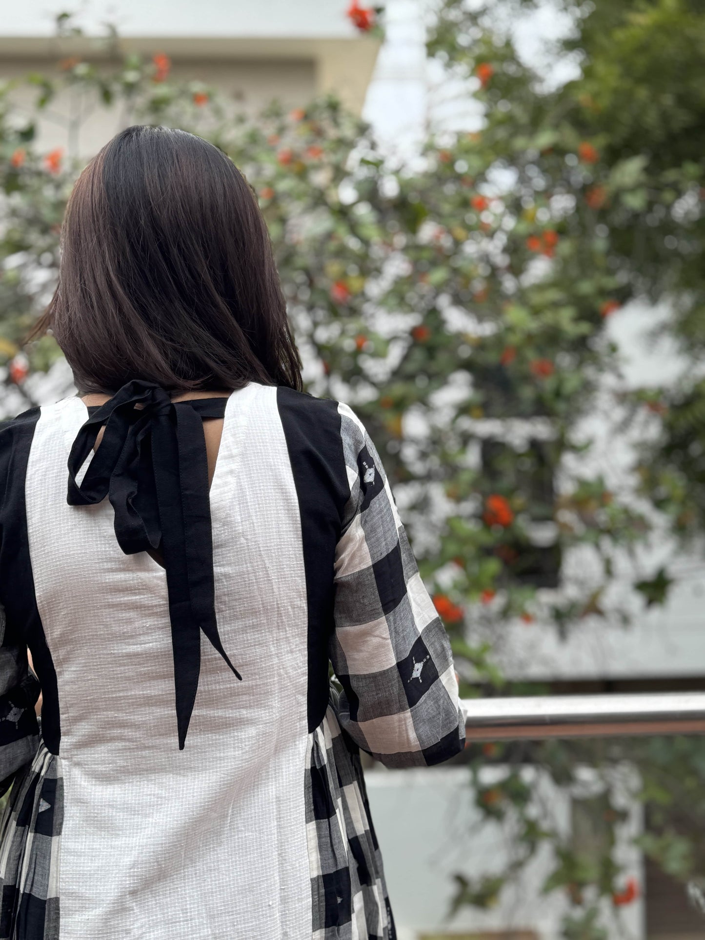 Black Checkered Jamdani Dress