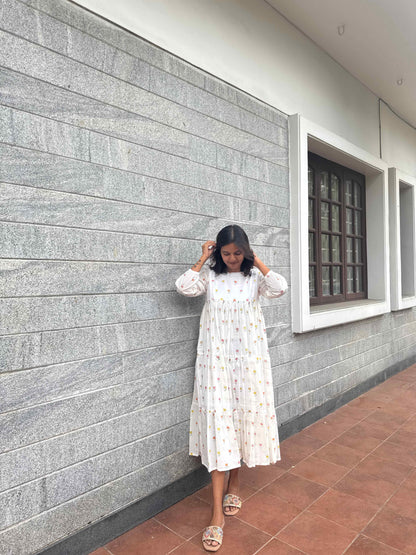 White Short Yoke Dress