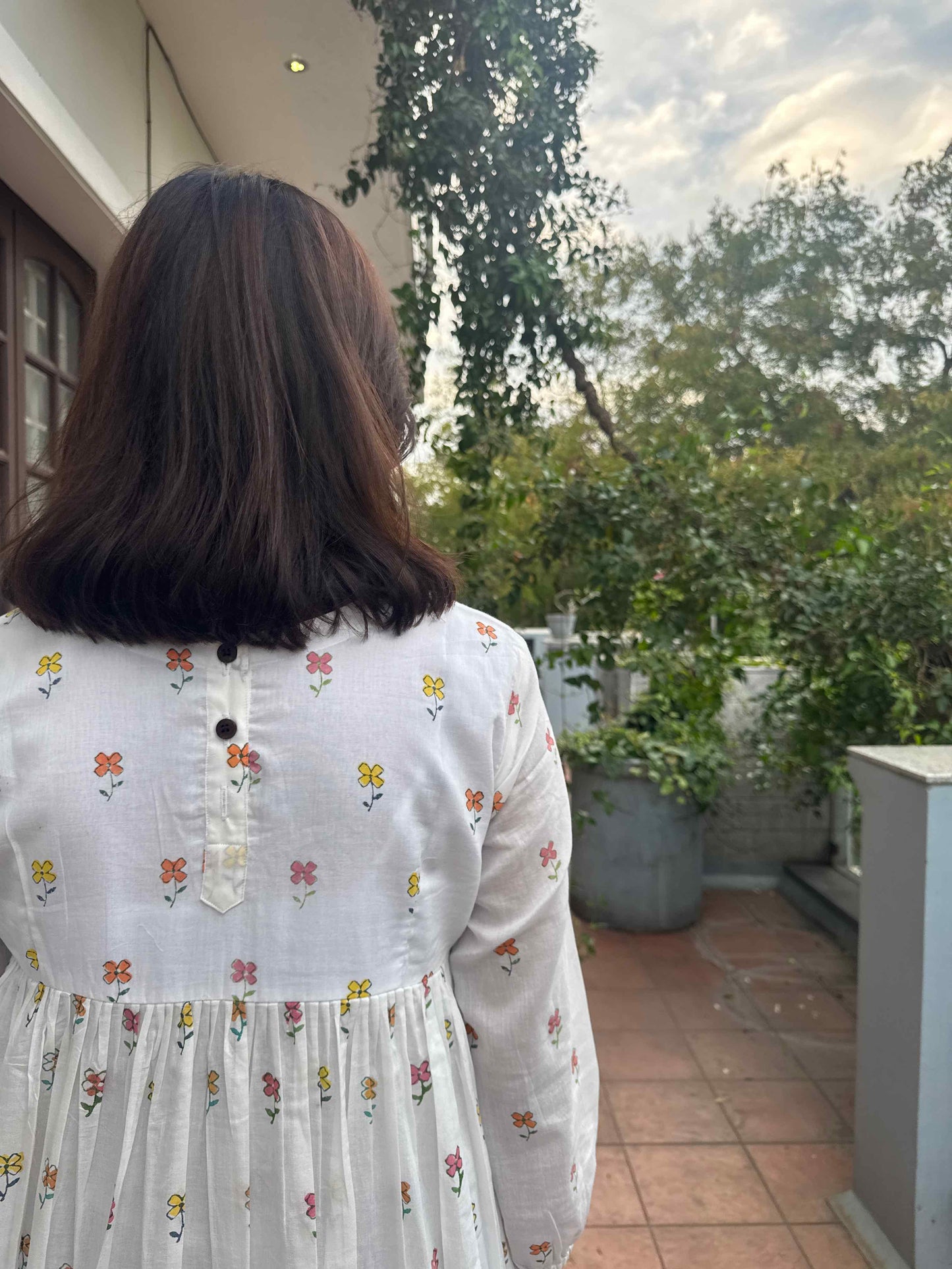 White Short Yoke Dress